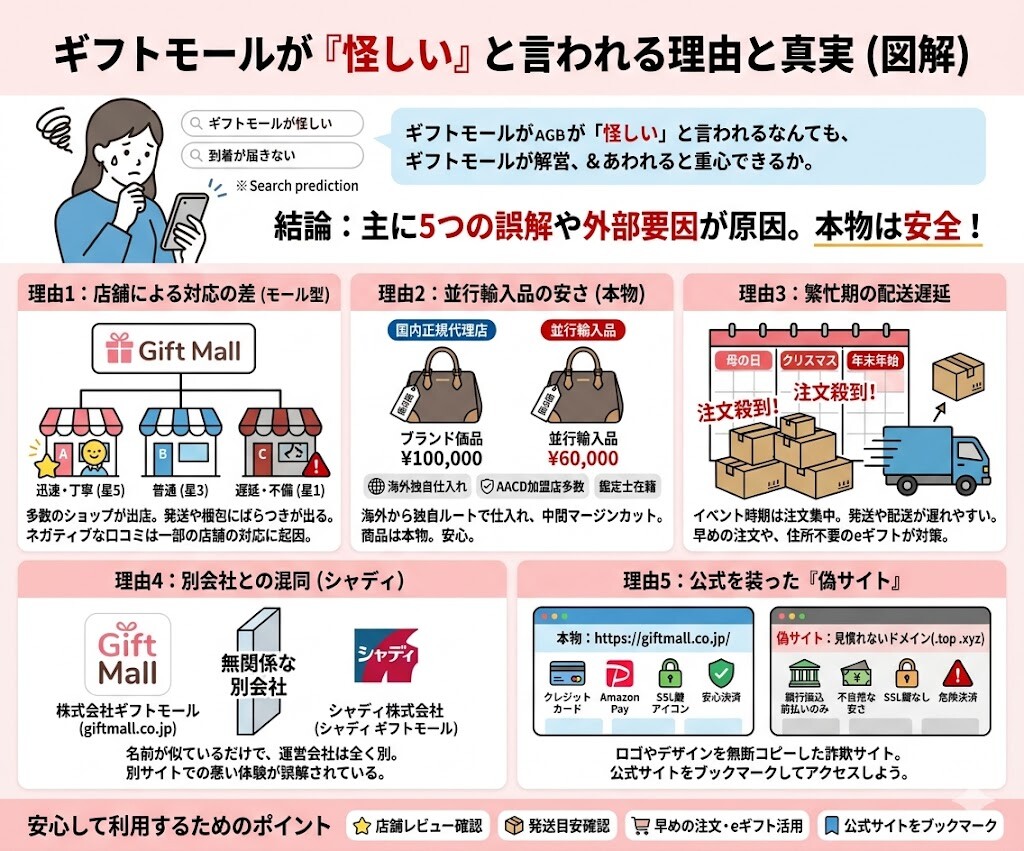 ギフトモールが「怪しい」と言われる5つの理由
