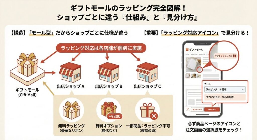 【結論】ギフトモールのラッピングは対応している?ショップごとの違いに注意
