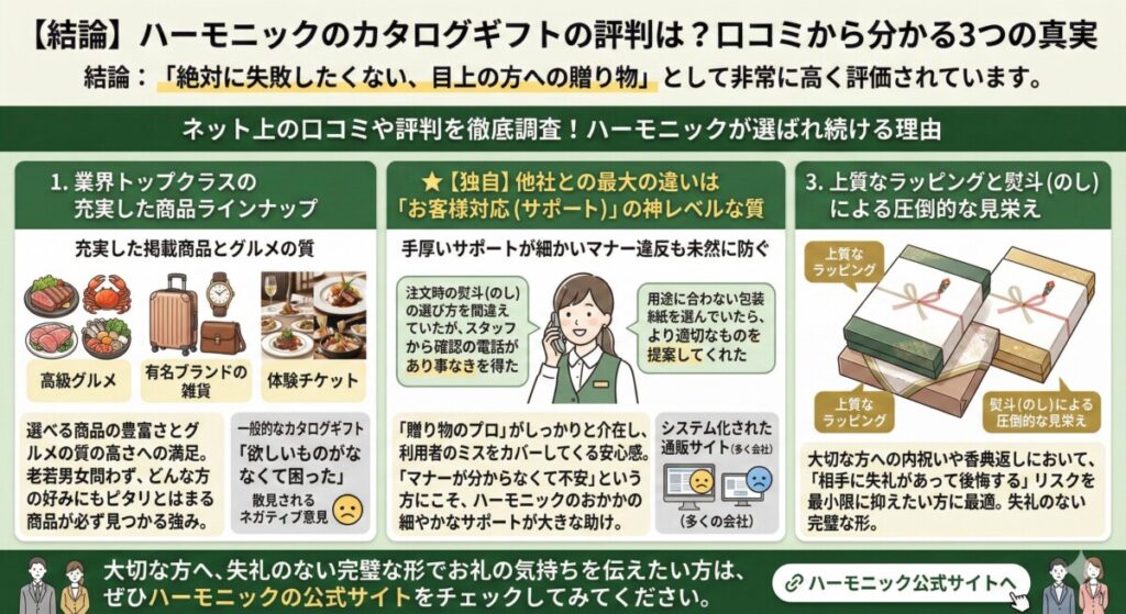 【結論】ハーモニックのカタログギフトの評判は?口コミから分かる3つの真実