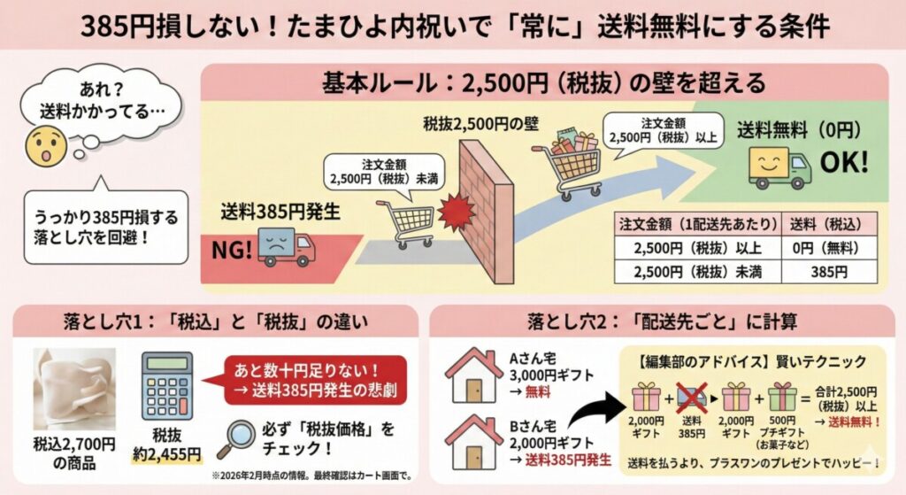 たまひよ 送料無料にする条件