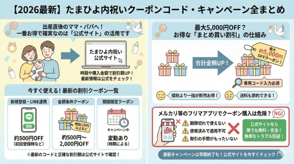 【2026最新】たまひよ内祝いのクーポンコード・キャンペーン全まとめ